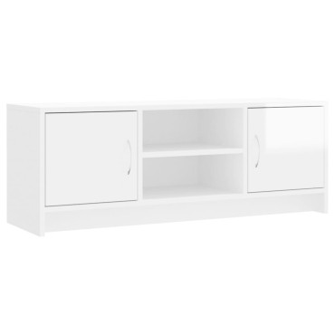 vidaXL Έπιπλο Τηλεόρασης Γυαλ. Λευκό 102x30x37,5cm Επεξεργασμένο Ξύλο