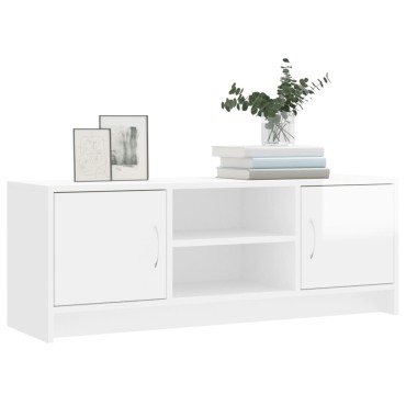 vidaXL Έπιπλο Τηλεόρασης Γυαλ. Λευκό 102x30x37,5cm Επεξεργασμένο Ξύλο
