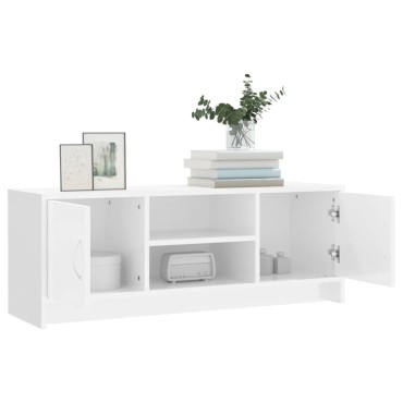 vidaXL Έπιπλο Τηλεόρασης Γυαλ. Λευκό 102x30x37,5cm Επεξεργασμένο Ξύλο