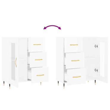 vidaXL Ντουλάπι Γυαλιστερό Λευκό 69,5x34x90cm Επεξεργασμένο Ξύλο 1 τεμ.