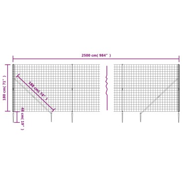 vidaXL Συρματόπλεγμα Περίφραξης Πράσινο 1,8x25 μ. με Καρφωτές Βάσεις