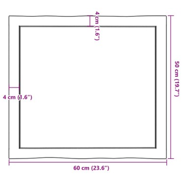 vidaXL Επιφάνεια Τραπεζιού 60x50x(2-6)cm Ακατέργαστο Μασίφ Ξύλο Δρυός 1 τεμ.