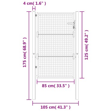 vidaXL Πύλη Κήπου Ανθρακί 105 x 175 εκ. Ατσάλινη