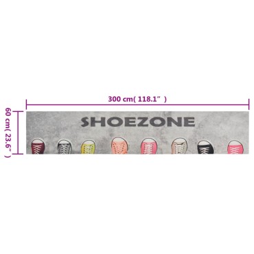 vidaXL Χαλί Κουζίνας Πλενόμενο Επιγραφή Shoezone 60x300 εκ. Βελούδινο