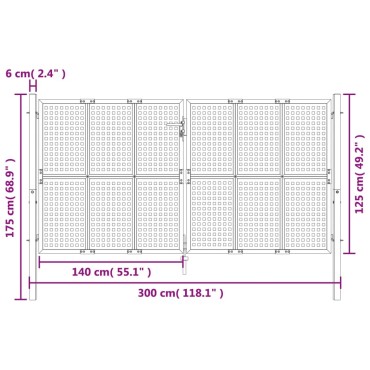 vidaXL Πύλη Κήπου Ανθρακί 300 x 125 εκ. Ατσάλινη