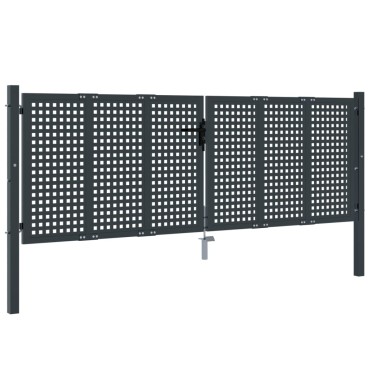 vidaXL Πύλη Κήπου Ανθρακί 300 x 125 εκ. Ατσάλινη