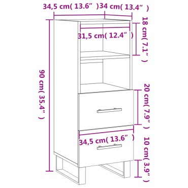 vidaXL Ντουλάπι Μαύρο 34,5x34x90cm από Επεξεργασμένο Ξύλο 1 τεμ.