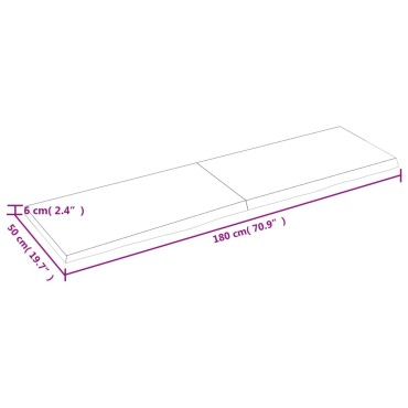 vidaXL Ράφι Τοίχου 180x50x(2-6)cm από Ακατέργαστο Μασίφ Ξύλο Δρυός 1 τεμ.