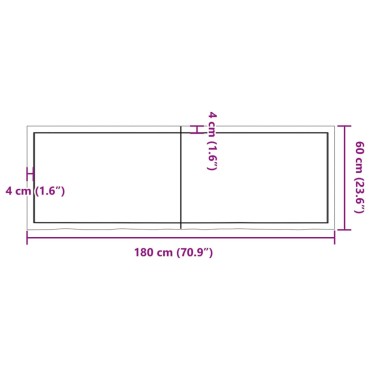 vidaXL Ράφι Τοίχου 180x60x(2-6)cm από Ακατέργαστο Μασίφ Ξύλο Δρυός 1 τεμ.