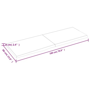 vidaXL Ράφι Τοίχου 180x60x(2-6)cm από Ακατέργαστο Μασίφ Ξύλο Δρυός 1 τεμ.