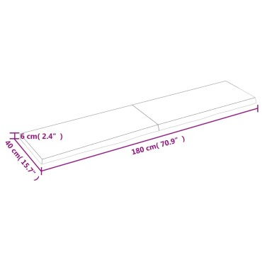 vidaXL Ράφι Τοίχου Ανοιχτό Καφέ 180x40x(2-6)cm Επεξ. Μασίφ Ξύλο Δρυός 1 τεμ.