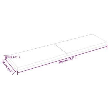 vidaXL Ράφι Τοίχου Ανοιχτό Καφέ 200x50x(2-6)cm Επεξ. Μασίφ Ξύλο Δρυός 1 τεμ.