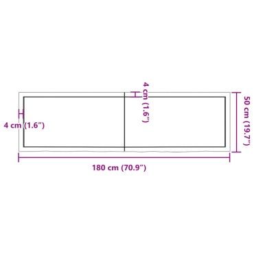 vidaXL Ράφι Τοίχου Ανοιχτό Καφέ 180x50x(2-4)cm Επεξ. Μασίφ Ξύλο Δρυός 1 τεμ.