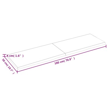 vidaXL Ράφι Τοίχου Ανοιχτό Καφέ 180x50x(2-4)cm Επεξ. Μασίφ Ξύλο Δρυός 1 τεμ.