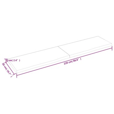 vidaXL Ράφι Τοίχου Ανοιχτό Καφέ 220x50x(2-6)cm Επεξ. Μασίφ Ξύλο Δρυός 1 τεμ.