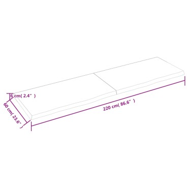 vidaXL Ράφι Τοίχου Ανοιχτό Καφέ 220x60x(2-6)cm Επεξ. Μασίφ Ξύλο Δρυός 1 τεμ.