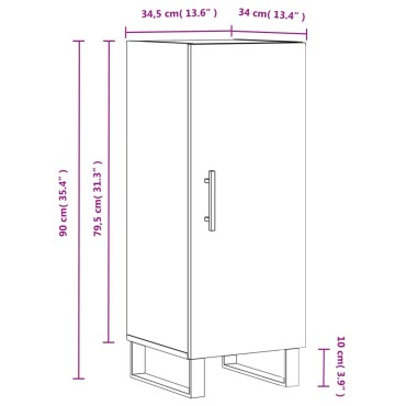 vidaXL Ντουλάπι Γκρι Σκυροδέματος 34,5x34x90cm Επεξεργασμένο Ξύλο 1 τεμ.