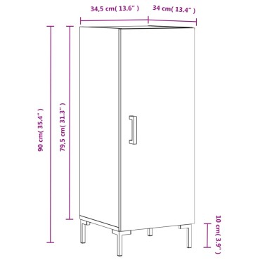 vidaXL Ντουλάπι Γυαλιστερό Λευκό 34,5x34x90cm Επεξεργασμένο Ξύλο 1 τεμ.