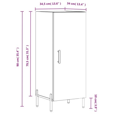 vidaXL Ντουλάπι Γυαλιστερό Λευκό 34,5x34x90cm Επεξεργασμένο Ξύλο 1 τεμ.