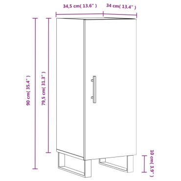 vidaXL Ντουλάπι Γκρι Sonoma 34,5x34x90cm από Επεξεργασμένο Ξύλο 1 τεμ.