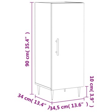 vidaXL Ντουλάπι Γκρι Σκυροδέματος 34,5x34x90cm Επεξεργασμένο Ξύλο 1 τεμ.