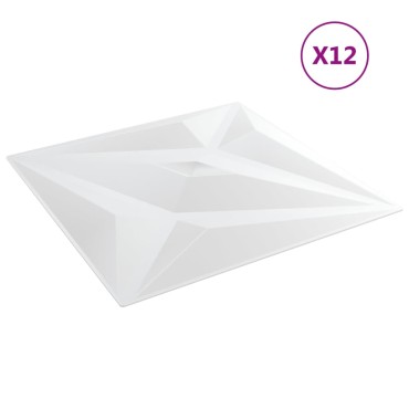 vidaXL Πάνελ Τοίχου 12 Τεμ. Σχέδιο Αστέρι Λευκά 50x50 εκ. 3 μ² από XPS