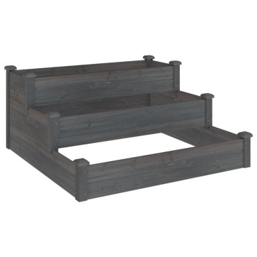 vidaXL Ζαρντινιέρα Υπερυψωμένη Γκρι 120x120x56 εκ. Μασίφ Ξύλο Ελάτης