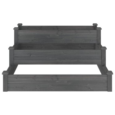 vidaXL Ζαρντινιέρα Υπερυψωμένη Γκρι 120x120x56 εκ. Μασίφ Ξύλο Ελάτης