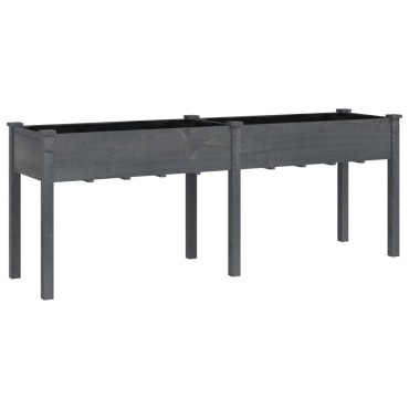 vidaXL Γλάστρα με Επένδυση Γκρι 203x53x76 εκ. από Μασίφ Ξύλο Ελάτης