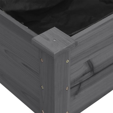vidaXL Γλάστρα με Επένδυση Γκρι 203x53x76 εκ. από Μασίφ Ξύλο Ελάτης