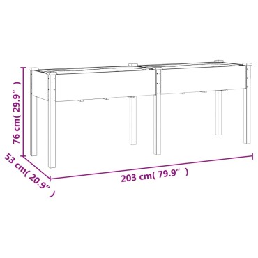 vidaXL Γλάστρα με Επένδυση Γκρι 203x53x76 εκ. από Μασίφ Ξύλο Ελάτης