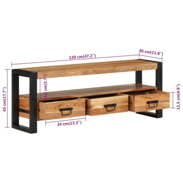 vidaXL Έπιπλο Τηλεόρασης 120x30x45cm από Μασίφ Ξύλο Ακακίας