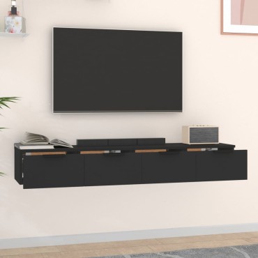 vidaXL Ντουλάπια Τοίχου 2 τεμ. Μαύρα 68x30x20cm Επεξεργασμένο Ξύλο