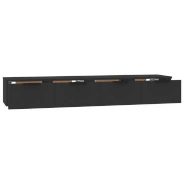 vidaXL Ντουλάπια Τοίχου 2 τεμ. Μαύρα 68x30x20cm Επεξεργασμένο Ξύλο