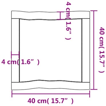 vidaXL Επιφ Τραπεζιού Αν Καφέ 40x40x(2-4)cm Ακατέργ. Μασίφ Ξύλο Δρυός 1 τεμ.