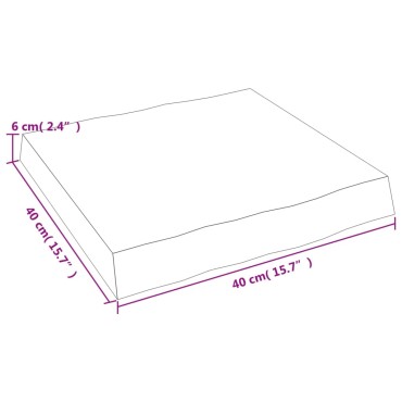 vidaXL Επιφ Τραπεζιού Αν Καφέ 40x40x(2-6)cm Ακατέργ. Μασίφ Ξύλο Δρυός 1 τεμ.