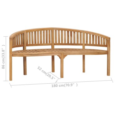 vidaXL Παγκάκι με Καμπυλωτή Πλάτη από Μασίφ Ξύλο Teak 180x66x86cm 1 τεμ.