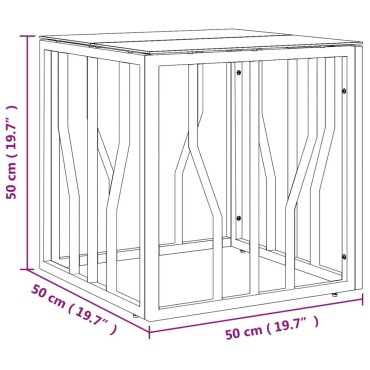 vidaXL Τραπέζι Σαλονιού Ασημί 50x50x50cm Ανοξείδωτο Ατσάλι και Γυαλί 1 τεμ.