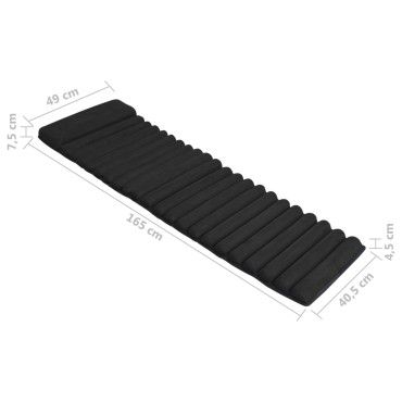 vidaXL Μαξιλάρι Ξαπλώστρας Μαύρο Σουέντ 165x40,5/49x4,5/7,5cm