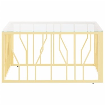 vidaXL Τραπέζι Σαλονιού Χρυσό 80x80x40cm Ανοξείδωτο Ατσάλι και Γυαλί 1 τεμ.