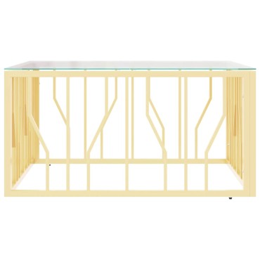 vidaXL Τραπέζι Σαλονιού Χρυσό 80x80x40cm Ανοξείδωτο Ατσάλι και Γυαλί 1 τεμ.