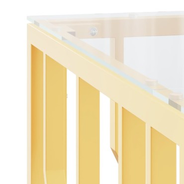 vidaXL Τραπέζι Σαλονιού Χρυσό 80x80x40cm Ανοξείδωτο Ατσάλι και Γυαλί 1 τεμ.