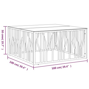 vidaXL Τραπέζι Σαλονιού Ασημί 100x100x50cm Ανοξείδωτο Ατσάλι & Γυαλί 1 τεμ.