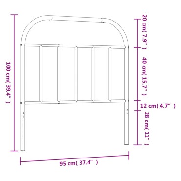 vidaXL Κεφαλάρι Λευκό Μεταλλικό 95x3x100cm 1 τεμ.