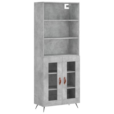 vidaXL Ντουλάπι Γκρι Σκυροδέματος 69,5x34x180cm Επεξεργασμένο Ξύλο 1 τεμ.