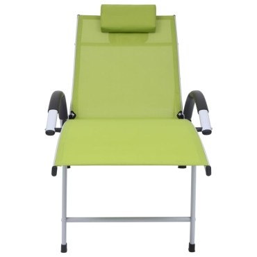 vidaXL Ξαπλώστρα Πράσινη από Αλουμίνιο / Textilene 67,5x180x46cm 1 τεμ.