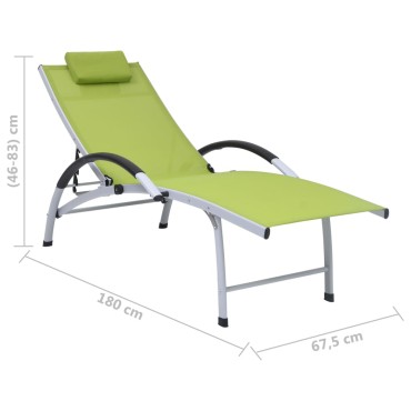 vidaXL Ξαπλώστρα Πράσινη από Αλουμίνιο / Textilene 67,5x180x46cm 1 τεμ.