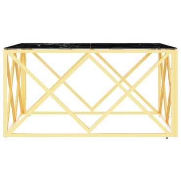 vidaXL Τραπέζι Σαλονιού Χρυσό 80x80x40cm Ανοξείδωτο Ατσάλι και Γυαλί 1 τεμ.