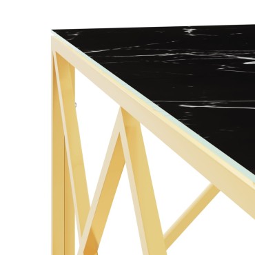 vidaXL Τραπέζι Σαλονιού Χρυσό 80x80x40cm Ανοξείδωτο Ατσάλι και Γυαλί 1 τεμ.