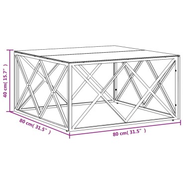 vidaXL Τραπέζι Σαλονιού Χρυσό 80x80x40cm Ανοξείδωτο Ατσάλι και Γυαλί 1 τεμ.